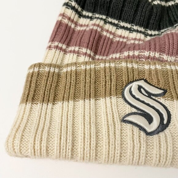 Seattle Kraken Beanie Toque Womens One Size Pom Pom NHL 47 Brand - Picture 4 of 16